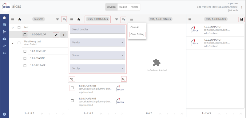 adding components to a feature's version
