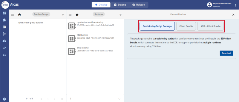 runtime connection options